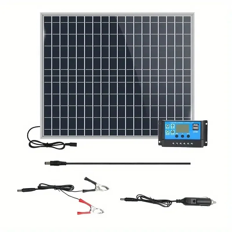 500W 12V Solar Panel Photovoltaic Power Bank Kit 100A Controller Solar Plate for Home/Camping/RV/Car Fast Battery Charger